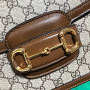 Brown Leather Trim Beige Gucci Horsebit 1955 Bag 25cm - 6