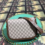Brown Leather Trim Beige Gucci Horsebit 1955 Bag 25cm - 3