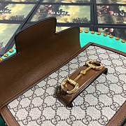 Brown Leather Trim Beige Gucci Horsebit 1955 Bag 25cm - 2
