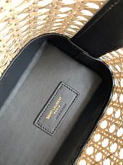 YSL Shopping Toy Leather-Trimmed Straw Tote In Black 28cm - 5