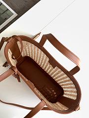 YSL Shopping Toy Leather-Trimmed Straw Tote In Brown 28cm - 5
