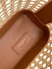 YSL Shopping Toy Leather-Trimmed Straw Tote In Brown 28cm - 4