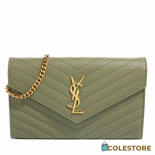 YSL Monogramme Chain Wallet Pistache 22.5cm - 1