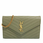 YSL Monogramme Chain Wallet Pistache 22.5cm - 1
