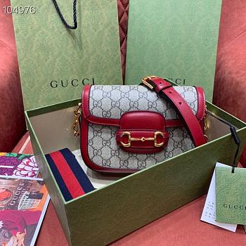 Gucci Red Beige GG Horsebit 1955 Mini Bag 658574 Size 20.5x14x5cm