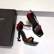 YSL High Heels Sandals Black Red  - 1