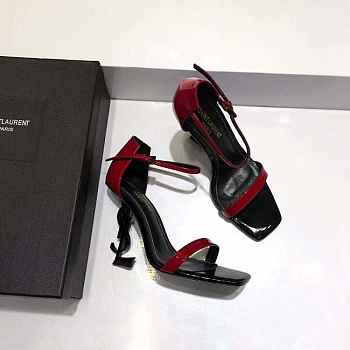 YSL High Heels Sandals Black Red 