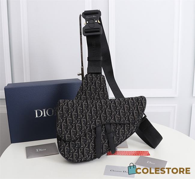 Dior Saddle Oblique Jacquard Black 28.6cm - 1