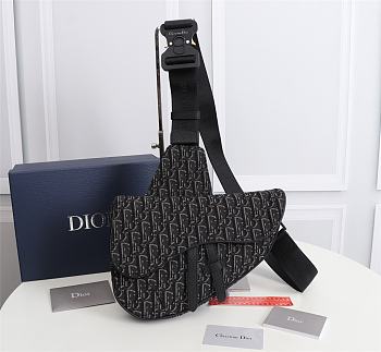 Dior Saddle Oblique Jacquard Black 28.6cm
