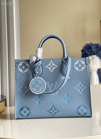 Colestore Vuitton OnTheGo MM Monogram Empreinte Leather Blue M44576 35cm