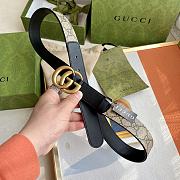 Gucci Double G Buckle GG Belt Beige Black  - 1