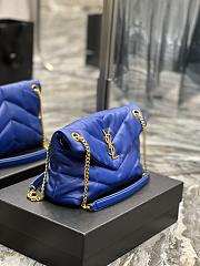 YSL Loulou Puffer Leather Shoulder Bag Blue 29cm - 6
