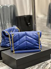 YSL Loulou Puffer Leather Shoulder Bag Blue 29cm - 4