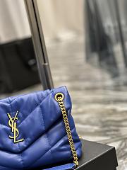 YSL Loulou Puffer Leather Shoulder Bag Blue 29cm - 3
