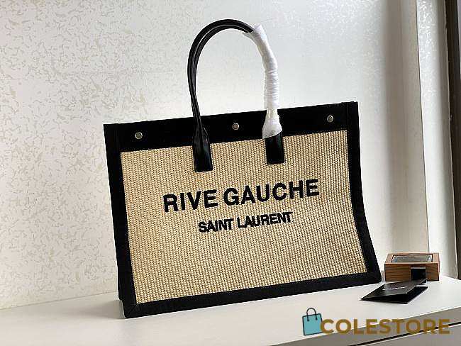YSL Shopping Bag Black In Raffia - 1