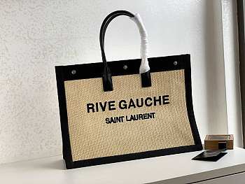 YSL Shopping Bag Black In Raffia