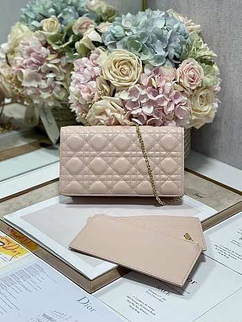 Dior Caro Wallet Chain Gold Color Beige