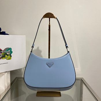 Prada Cleo Brushed Leather Shoulder Bag in Blue