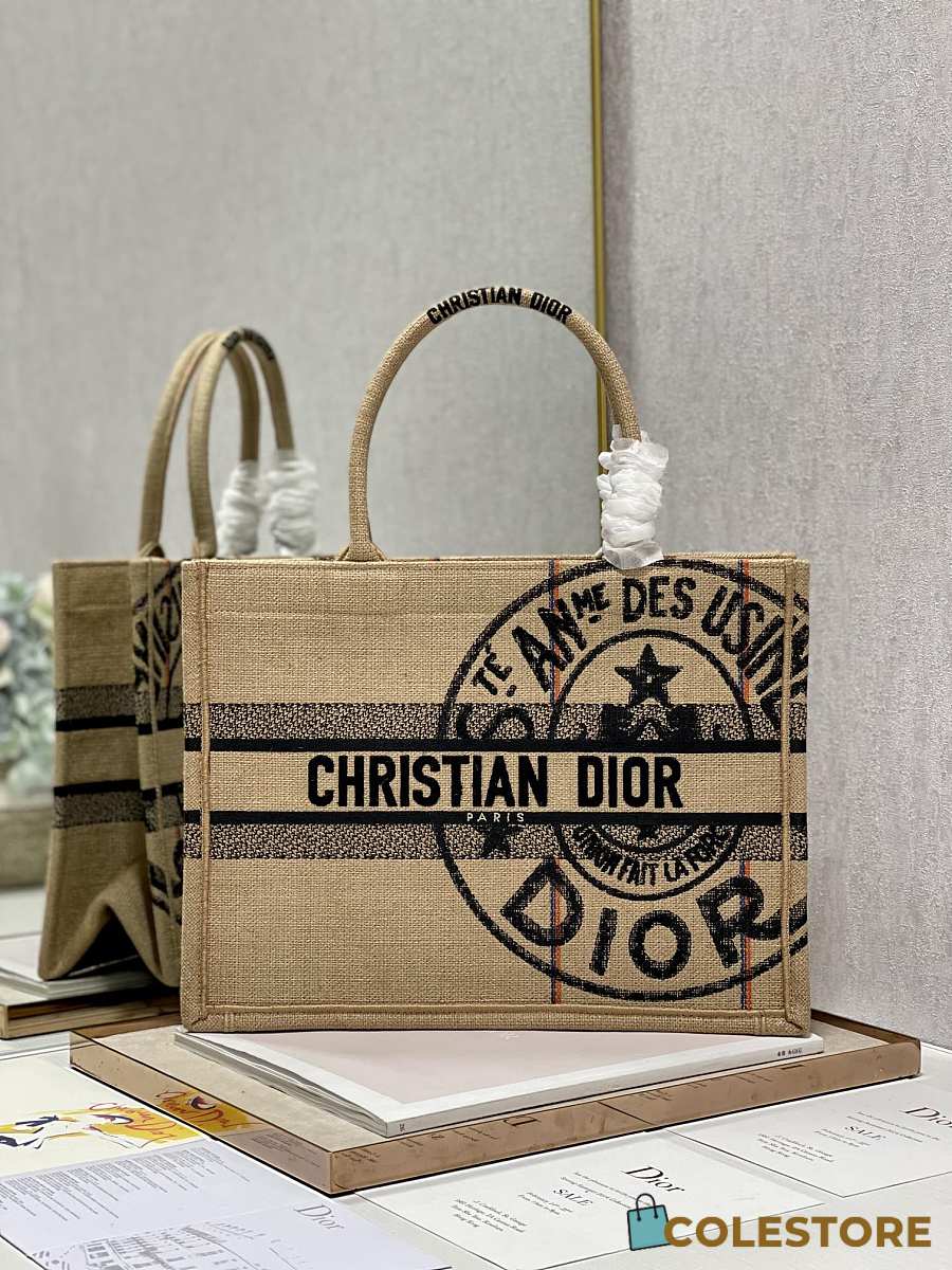 Christian Dior Jute Book Tote Bag BEIGE MULTI M1265ZRUW 918U