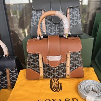 Goyard Brown Coated Canvas Leather Top handle 21cm