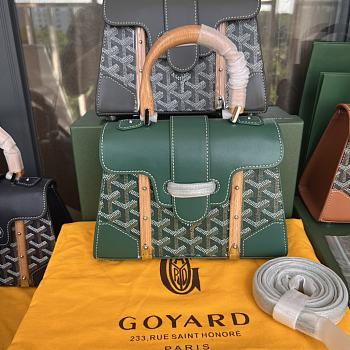 Goyard Green Coated Canvas Leather Top handle 21cm