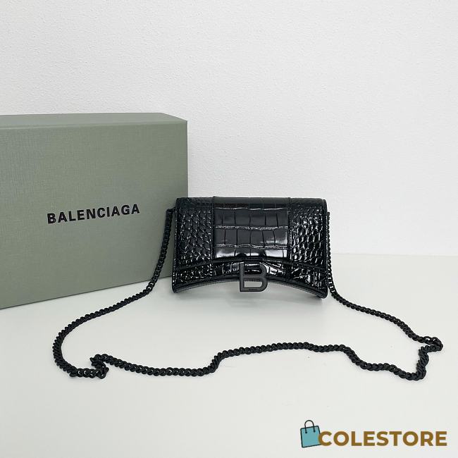 Balenciaga Hourglass XS Black Crocodile Embossed 19cm - 1