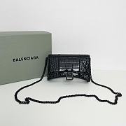 Balenciaga Hourglass XS Black Crocodile Embossed 19cm - 1