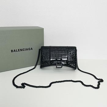 Balenciaga Hourglass XS Black Crocodile Embossed 19cm