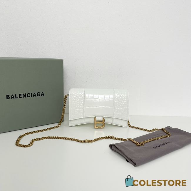 Balenciaga Hourglass XS White Crocodile Embossed 19cm - 1