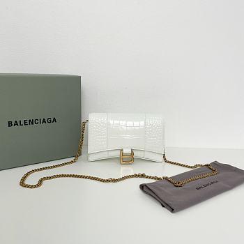 Balenciaga Hourglass XS White Crocodile Embossed 19cm