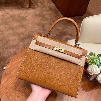 Hermes Kelly 25 Sellier Gris Brown 25cm