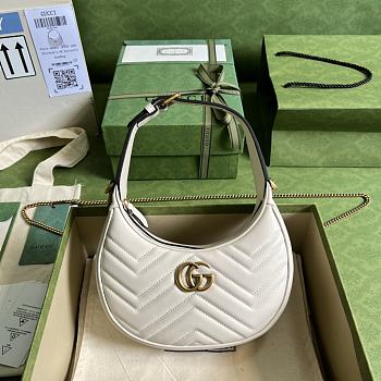 Gucci Marmont Half-moon-shaped Mini White Bag 21cm