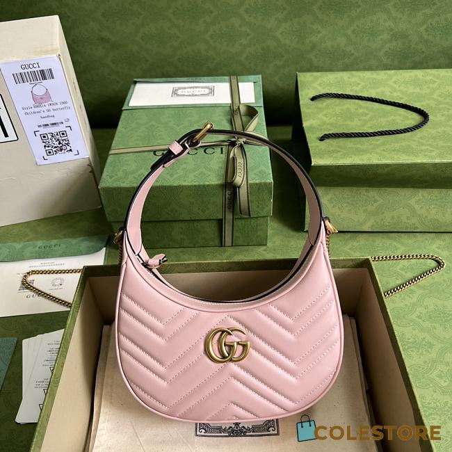 Gucci Marmont Half-moon-shaped Mini Pink Bag 21cm - 1