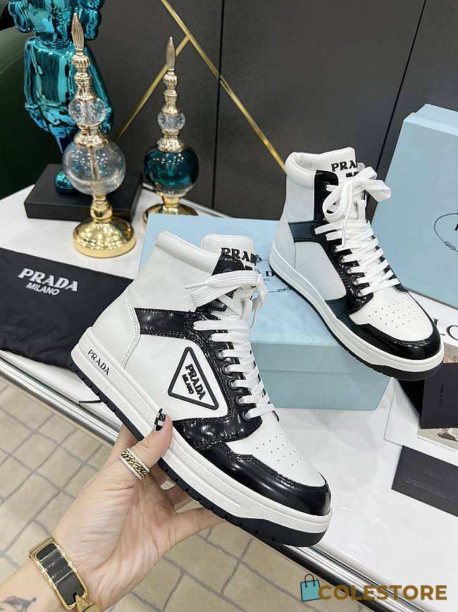Prada Downtown Perforated Leather High Black White - 1