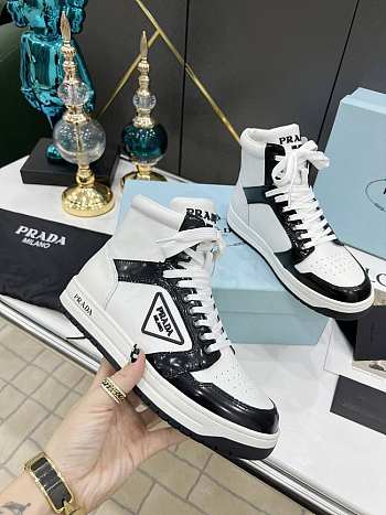 Prada Downtown Perforated Leather High Black White