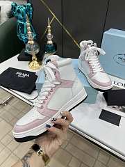 Prada Downtown Perforated Leather High White Pink - 4
