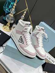 Prada Downtown Perforated Leather High White Pink - 5