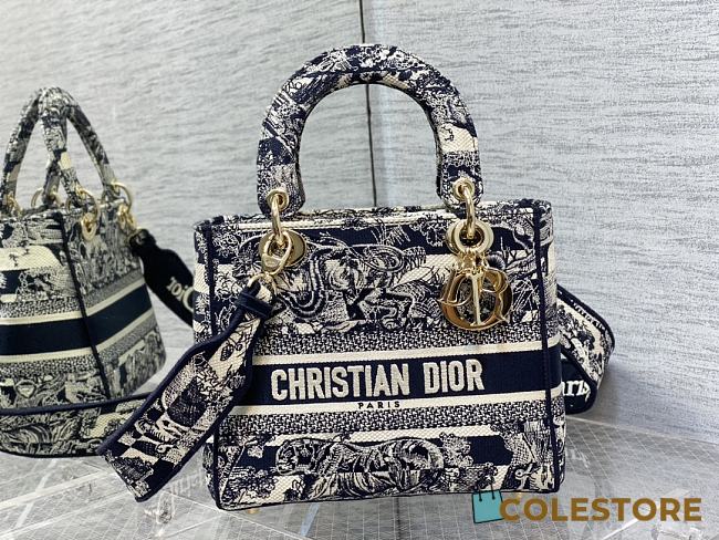 Dior Lady D-LITE Canvas of Jouy Blue Bag 24cm - 1