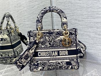 Dior Lady D-LITE Canvas of Jouy Blue Bag 24cm