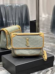 YSL Niki Leather-trimmed Denim Shoulder Bag 28cm - 1