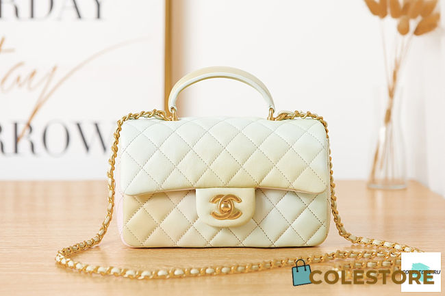 Chanel Handle Mini Flap Bag White 20cm - 1