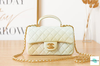 Chanel Handle Mini Flap Bag White 20cm