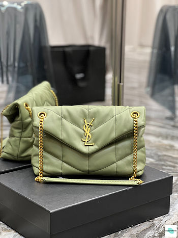 YSL Loulou Puffer Leather Shoulder Bag Green 29cm