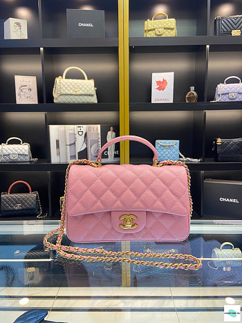 Chanel Mini Flap Bag Top Handle Cavier Pink 20cm