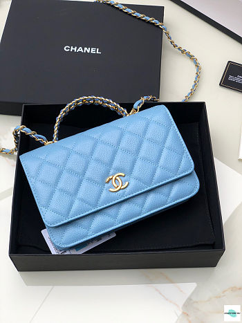 Chanel Wallet On Chain Top Handle Blue 19cm