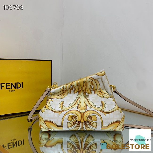 Fendi First Medium Fendace White Printed Silk Bag 26cm - 1