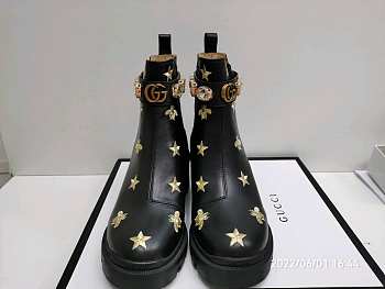 Gucci Embroidered Leather Ankle Boots 
