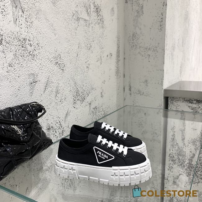 Prada Double Wheel Nylon Gabardine Black Sneakers - 1