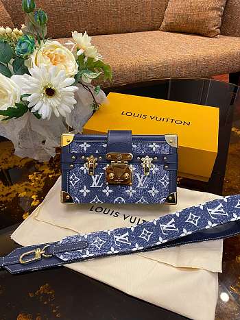 Louis Vuitton Petite Malle Denim Bag Blue M59717 Size 20.0x12.5x5.0 cm