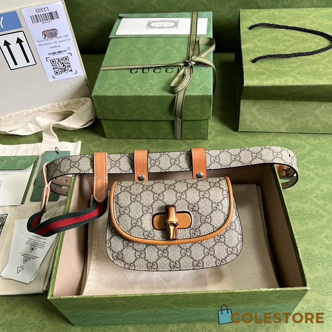Gucci Bamboo 1947 Mini GG Supreme Beige ‎681137 18x11.5x6 cm - 1